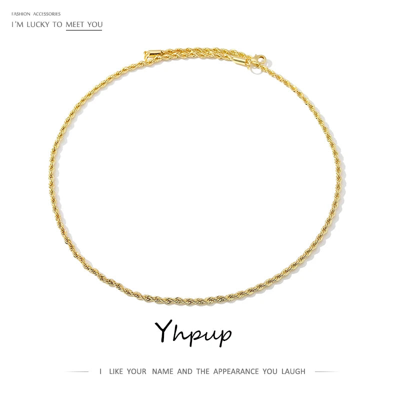 Yhpup Minimalist Metal Chain Twisted Necklace Statement Stainless Steel Collares Jewelry Fashion New Bijoux Gift Waterproof