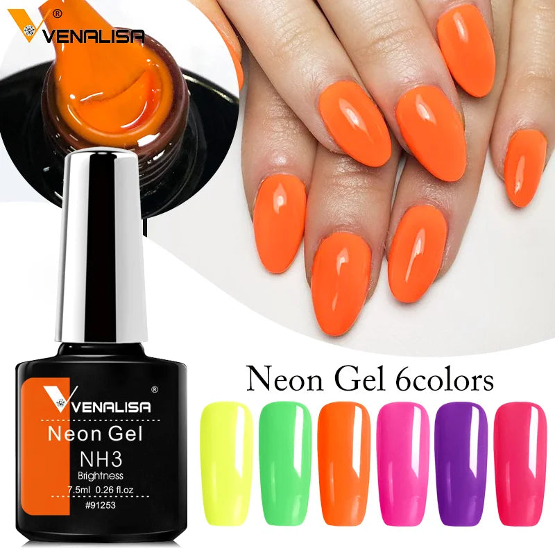 VENALISA Summer Neon Color Beauty Nail Gel Polish Bright Nail Art Salon Lacquer Soak off UV LED Fluorescence Gel Nail Varnish