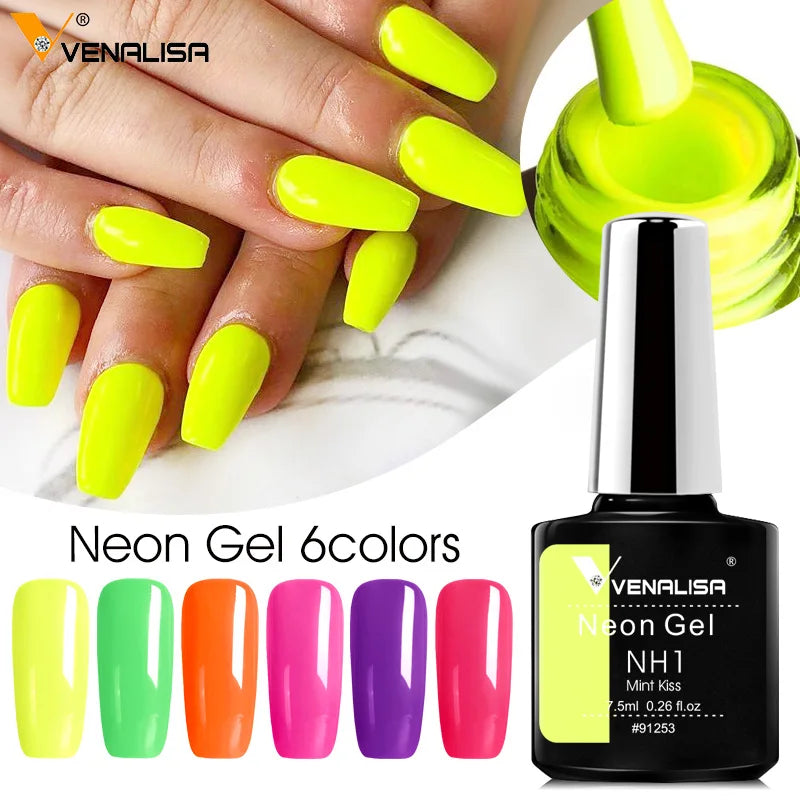 VENALISA Summer Neon Color Beauty Nail Gel Polish Bright Nail Art Salon Lacquer Soak off UV LED Fluorescence Gel Nail Varnish