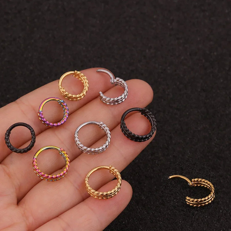 2020 New 1Pc 8mm/10mm Stainless Steel Twist Hoop Cartilage Earring Helix Tragus Daith Conch Rook Snug Ear Piercing Jewelry