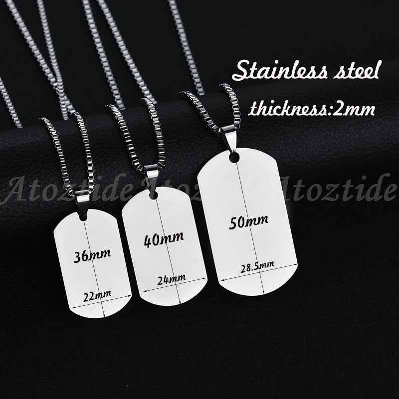 Atoztide Personalized Customized Name Photo Square Rectangle Pendant Necklace for Women Men Men Stainless Steel Jewelry Gift