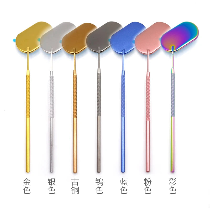 1pcs Multifunction Checking Oval Lash Mirror Eyelash Extension Beauty Makeup Portable Stainless Steel Eyelashes Mirror Tools