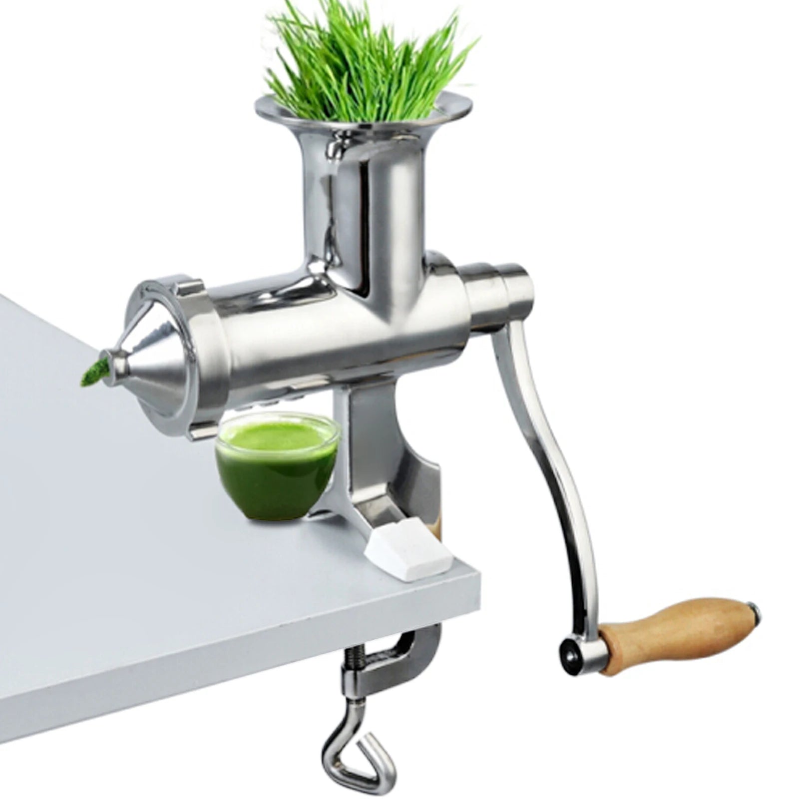 VEVOR 2.2” Manual Wheatgrass Juicer W/ Multiple Accessories Stainless Steel Food Grade Juice Extractor Auger Slow Squeezer Home