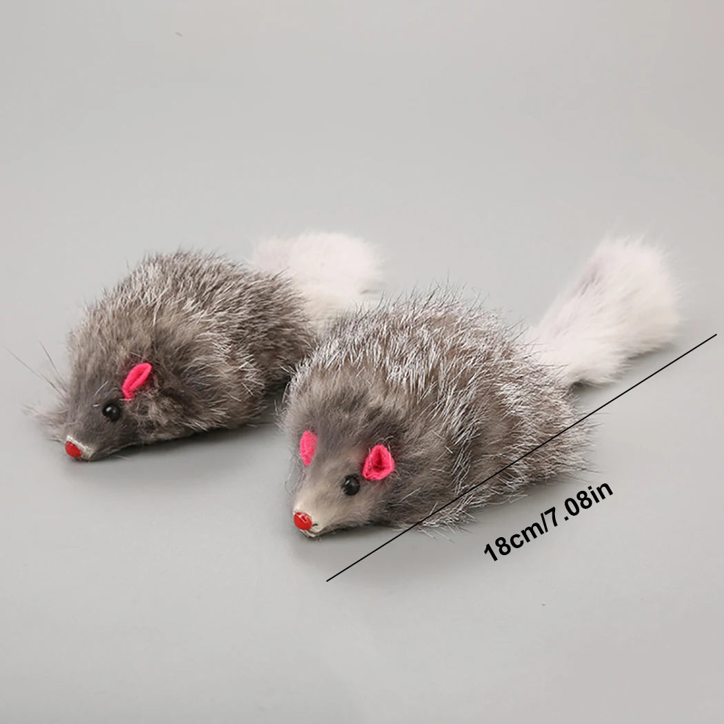 5Pcs Cat Mice Toys False Mouse Cat Toy Long Tail Mice Soft Real Rabbit Fur Toy For Cats Plush Rat Playing Chew Toy Pet Supplies