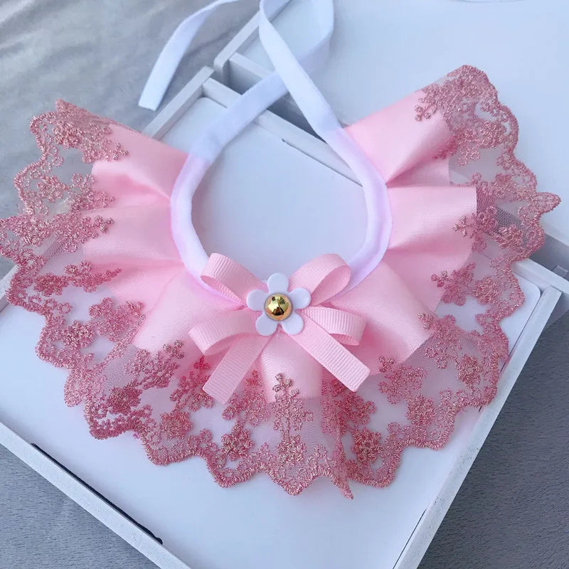 Fashion Bowknot Pet Collar Lace Bibs Cute Lace Pet Collar Bib Lovely Dog Cat Necklace Decor Collars For Small Dog