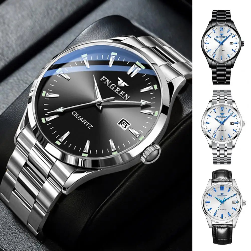 Men Business Watch with Calendar Quartz Movement Waterproof 3 Hand Minimalist Fashion Jewelry Male Adults Dress Quartz Watch