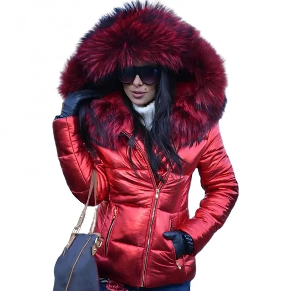 Women Jacket Autumn Winter Faux Fur Hooded Zipper Warm Down Coat Women 2022 Outdoor Parka Outerwear Women's Clothing xxxxl