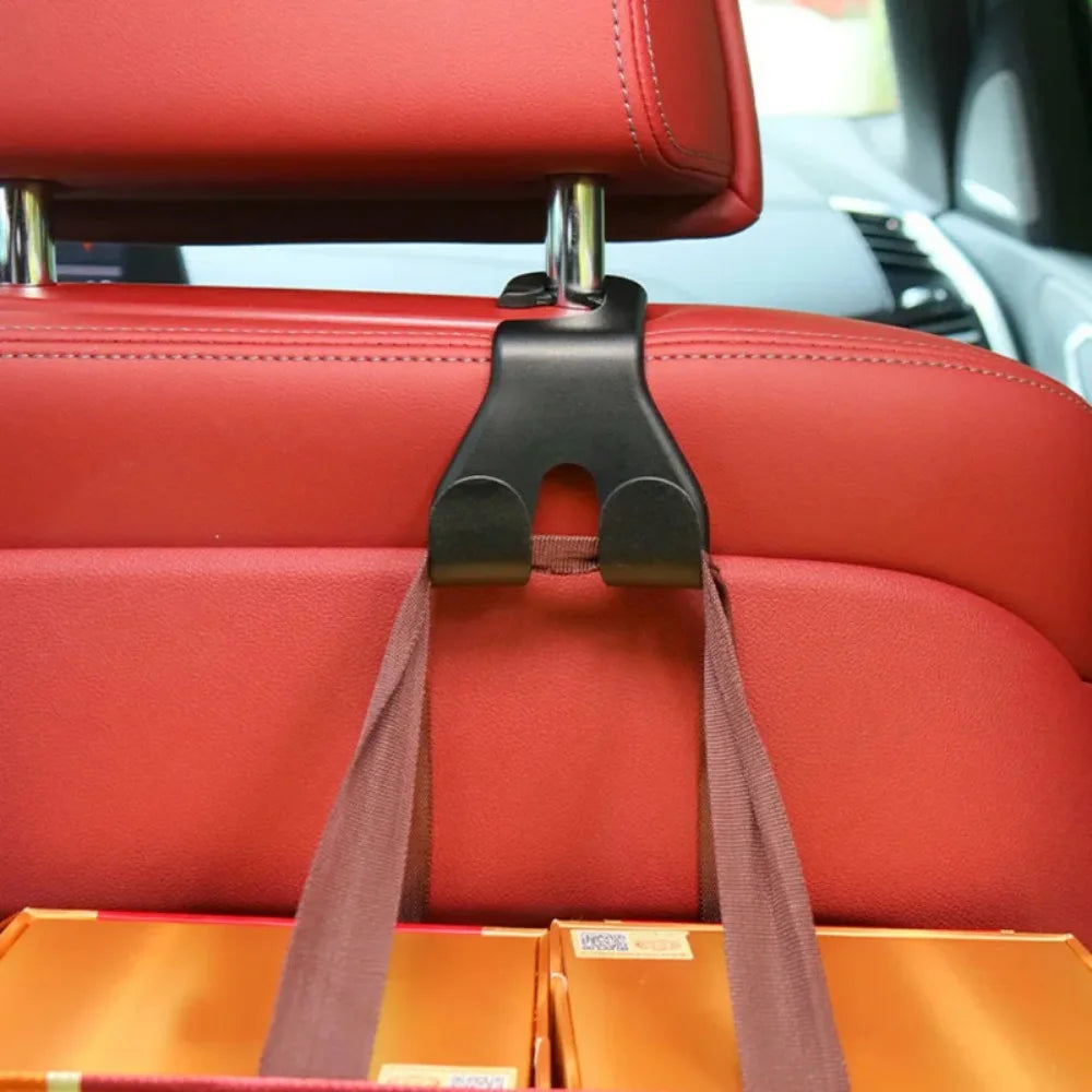 1pcs Car Rear Seat Double Head Storage Hook Auto Seat Headrest Hanger Handbag Phone Holder Organizer Hook Clip Decor Car Gadget