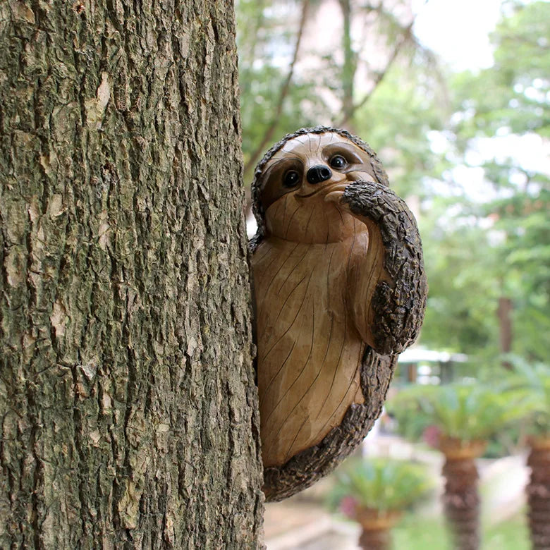 Realistic Tree Sloth Garden Statue Garden Ornaments Sloth Climbing Resin Tree Hugger And Peeker Animal For Yard Lawn Home Decor