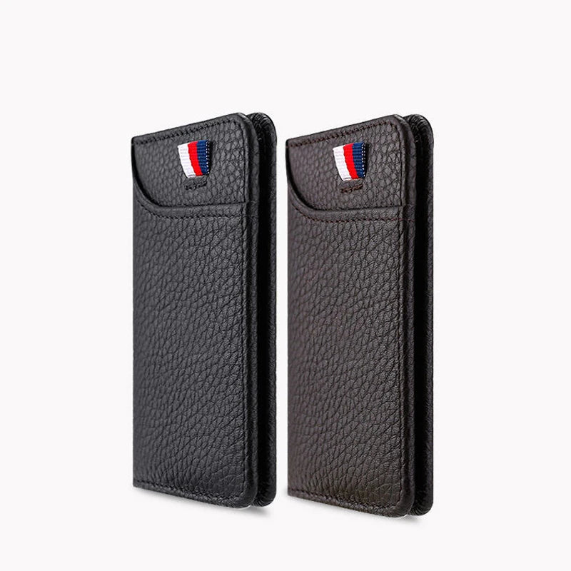 Ultra-thin Leather Card Bag Men Business Card Holder Mini Wallet Small Pocket Purse Bank Credit Card Storage Holder Case