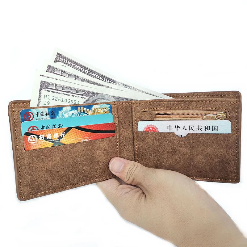 2022 New Fashion PU Leather Men's Wallet With Coin Bag Zipper Small Money Purses Dollar Slim Purse New Design Money Wallet