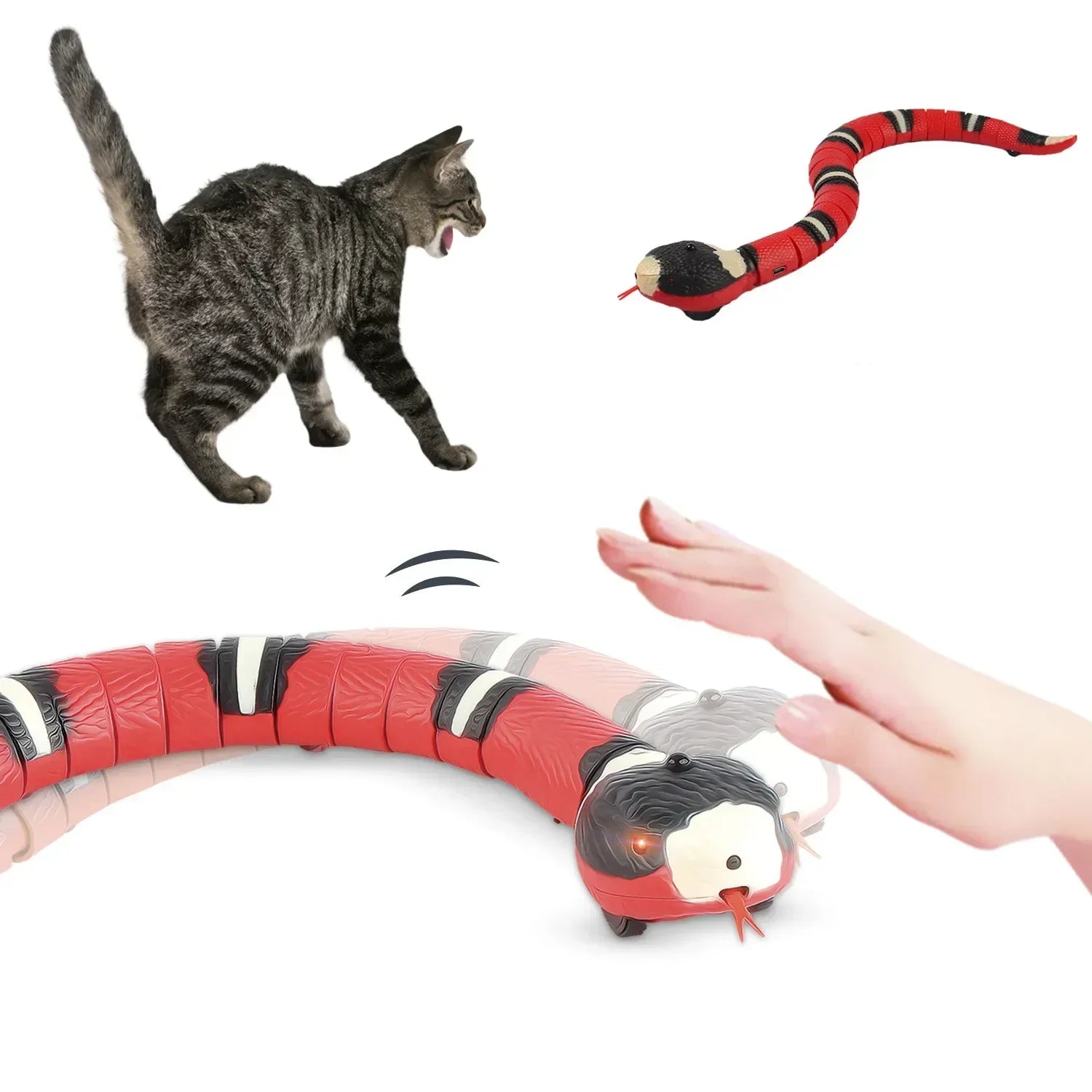 Smart Sensing Interactive Cat Toys Automatic Eletronic Snake Teasering Play USB Rechargeable Kitten Toys for Cats Dogs Pet New