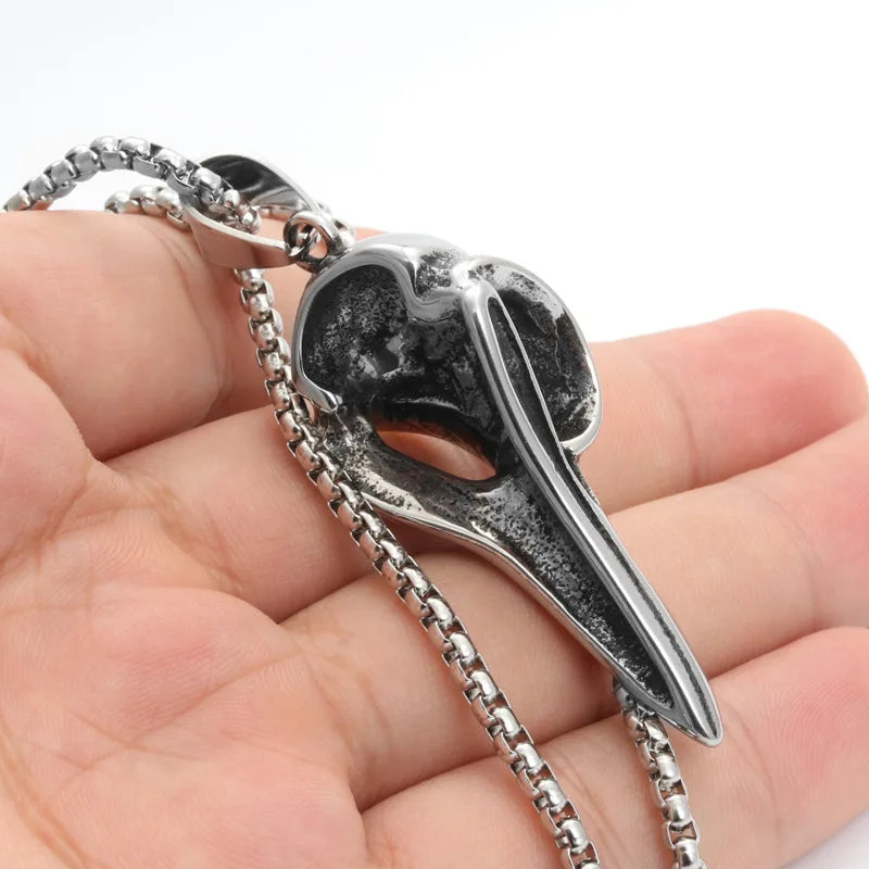 Mens Jewellery Stainless Steel Necklace Men Viking Pirate Symbol Vintage Crow Hawkbeak Pendant Hip Hop Punk Party Jewelry Gift