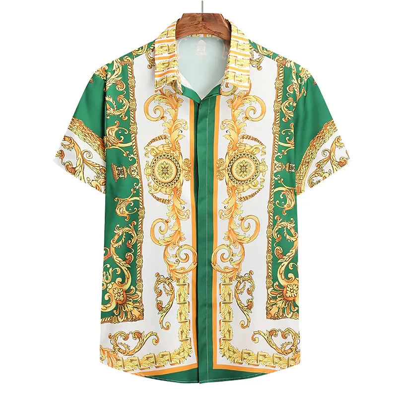 Unisex 2024 Breathable Hawaiian Shirts Baroque French Men's Shirts 3D Printi High Fashion Street Loose Men's Streetwear Shirts