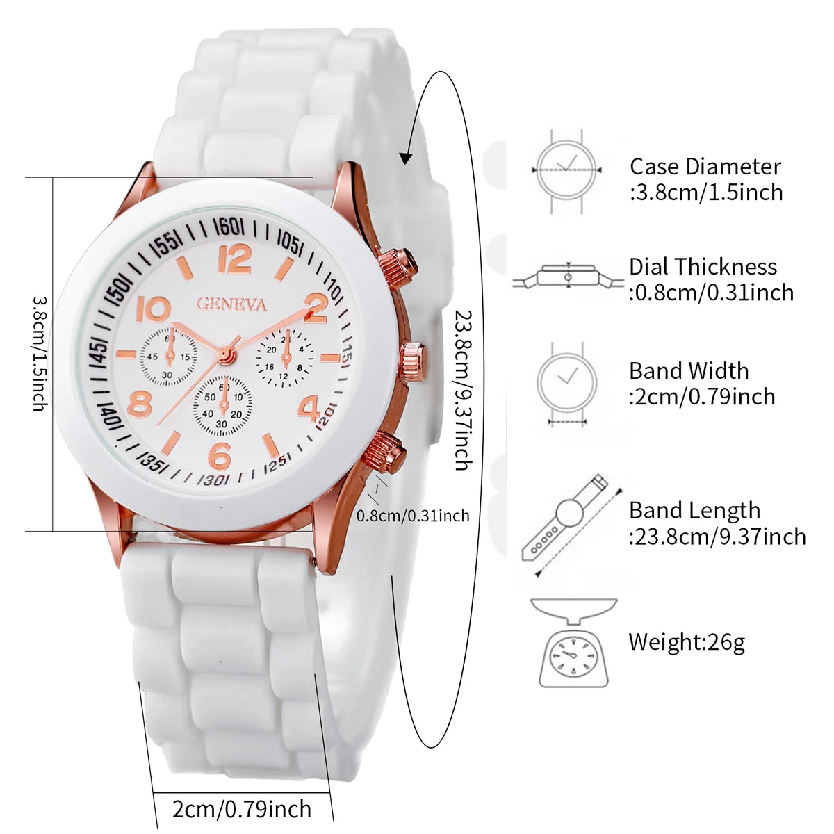 6pcs/set Women Fashion Silicone Band Quartz Watch with Pearl Jewelry Set