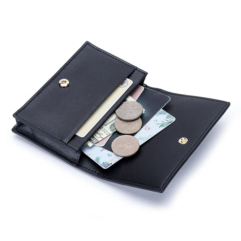 2023 New Sheepskin Card Holder Wallet Multifunctional Women Business Card Organizer Case Box Coin Purse Woven Leather Cardbag