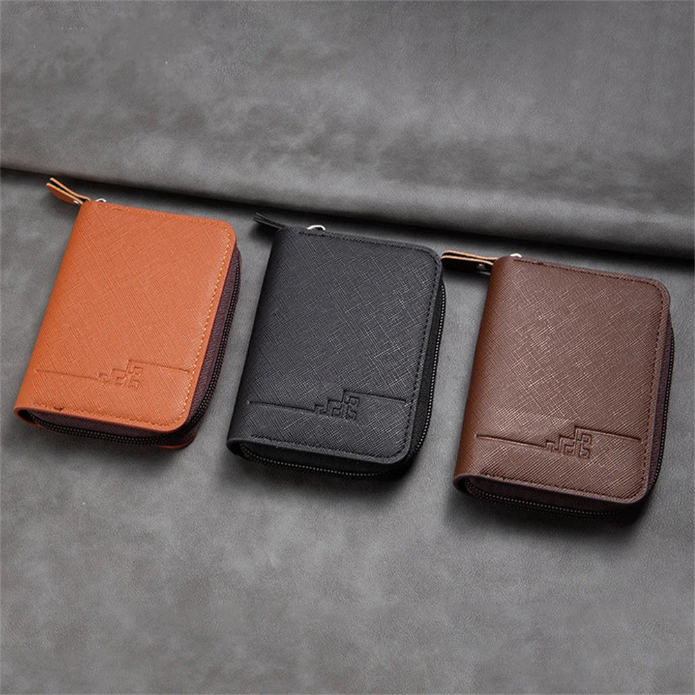 Card Holder Business Men's Wallet Credit Small Card Bag Pu Leather Zipper Fashion Wallet 2023 New