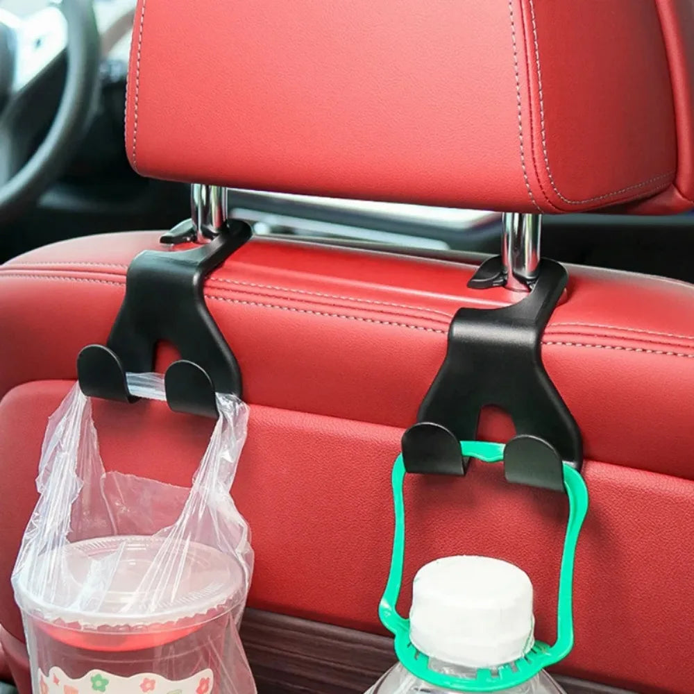 1pcs Car Rear Seat Double Head Storage Hook Auto Seat Headrest Hanger Handbag Phone Holder Organizer Hook Clip Decor Car Gadget