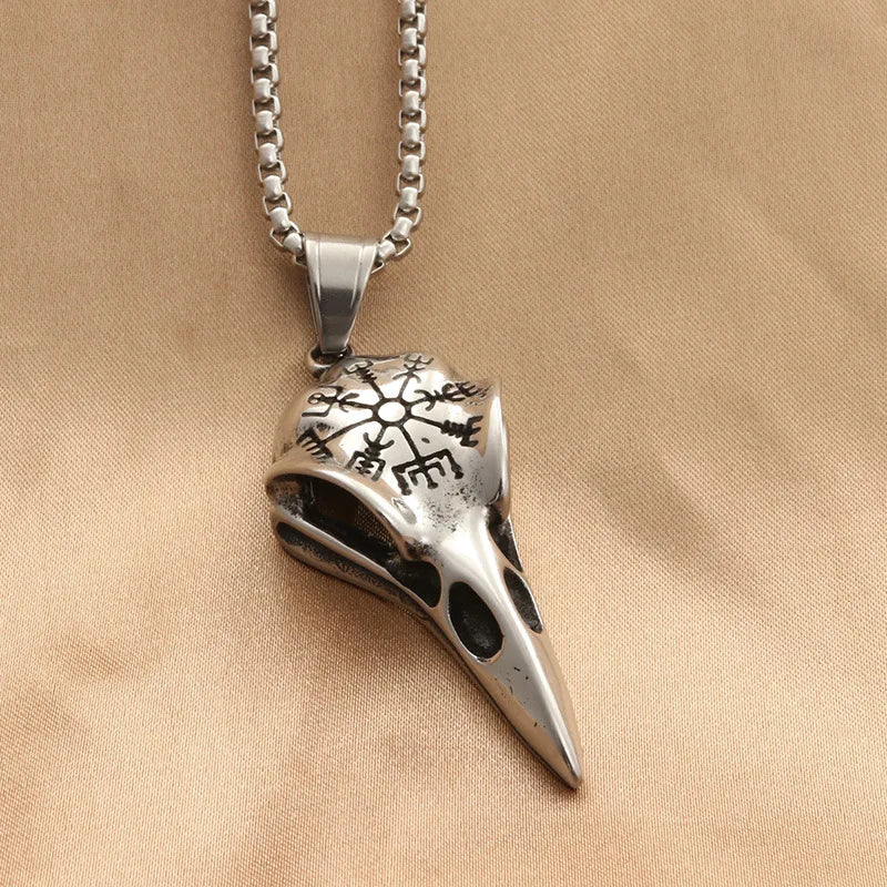 Mens Jewellery Stainless Steel Necklace Men Viking Pirate Symbol Vintage Crow Hawkbeak Pendant Hip Hop Punk Party Jewelry Gift