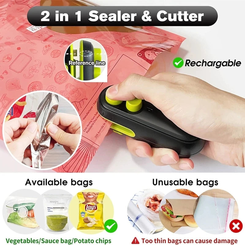 Kitchen Accessories Portable Foods Heat Sealing Machine Sealers Home Snack Bags Sealers ABS Material for Kitchen Bags