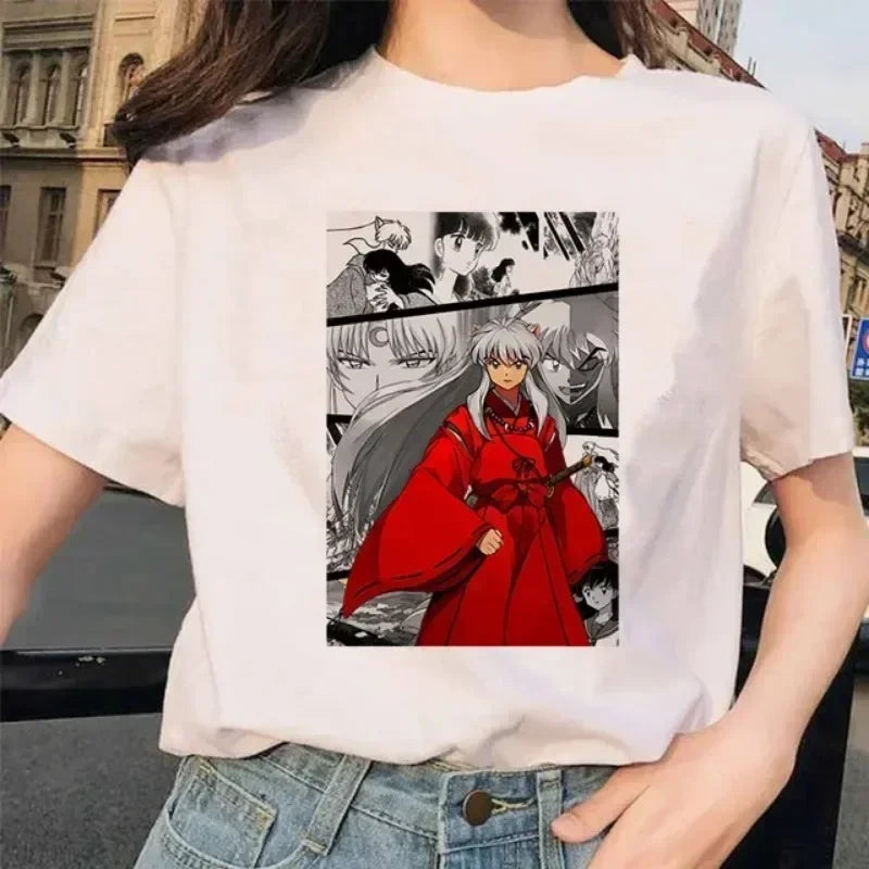 Inuyasha New Anime Printed Pattern T-shirt Women's Tshirts Fashion Printed Shirts Women Cartoon Funny Plus Size Tops