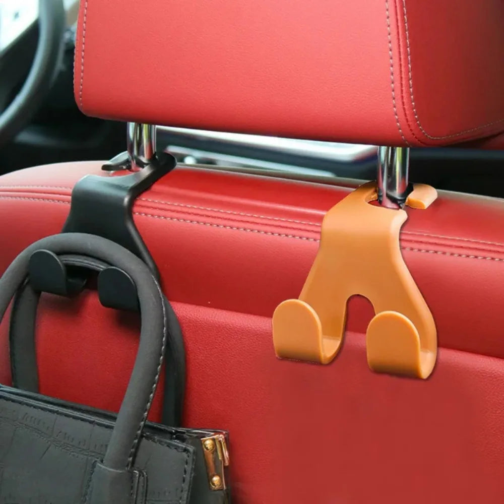 1pcs Car Rear Seat Double Head Storage Hook Auto Seat Headrest Hanger Handbag Phone Holder Organizer Hook Clip Decor Car Gadget