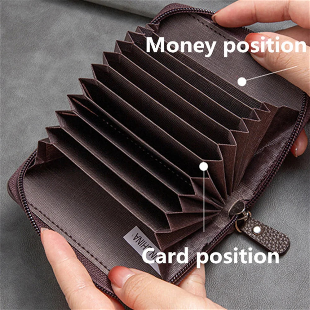 Card Holder Business Men's Wallet Credit Small Card Bag Pu Leather Zipper Fashion Wallet 2023 New