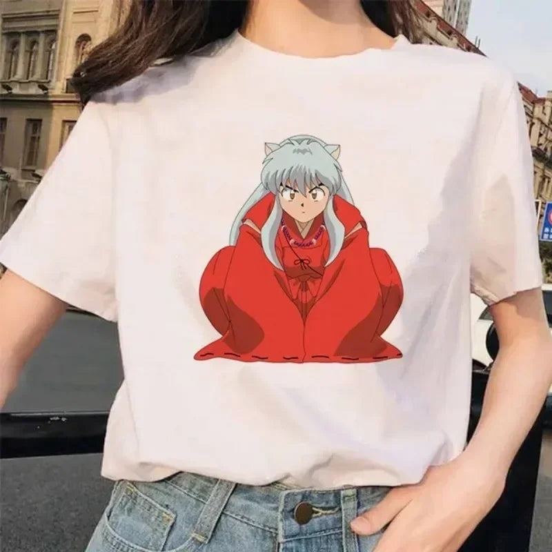 Inuyasha New Anime Printed Pattern T-shirt Women's Tshirts Fashion Printed Shirts Women Cartoon Funny Plus Size Tops