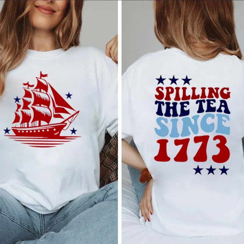 Summer T-Shirt Funny 4th of July 4th of July T-Shirt Since 1773 American Party 4th of July Women's Oversized Comfortable T-Shirt