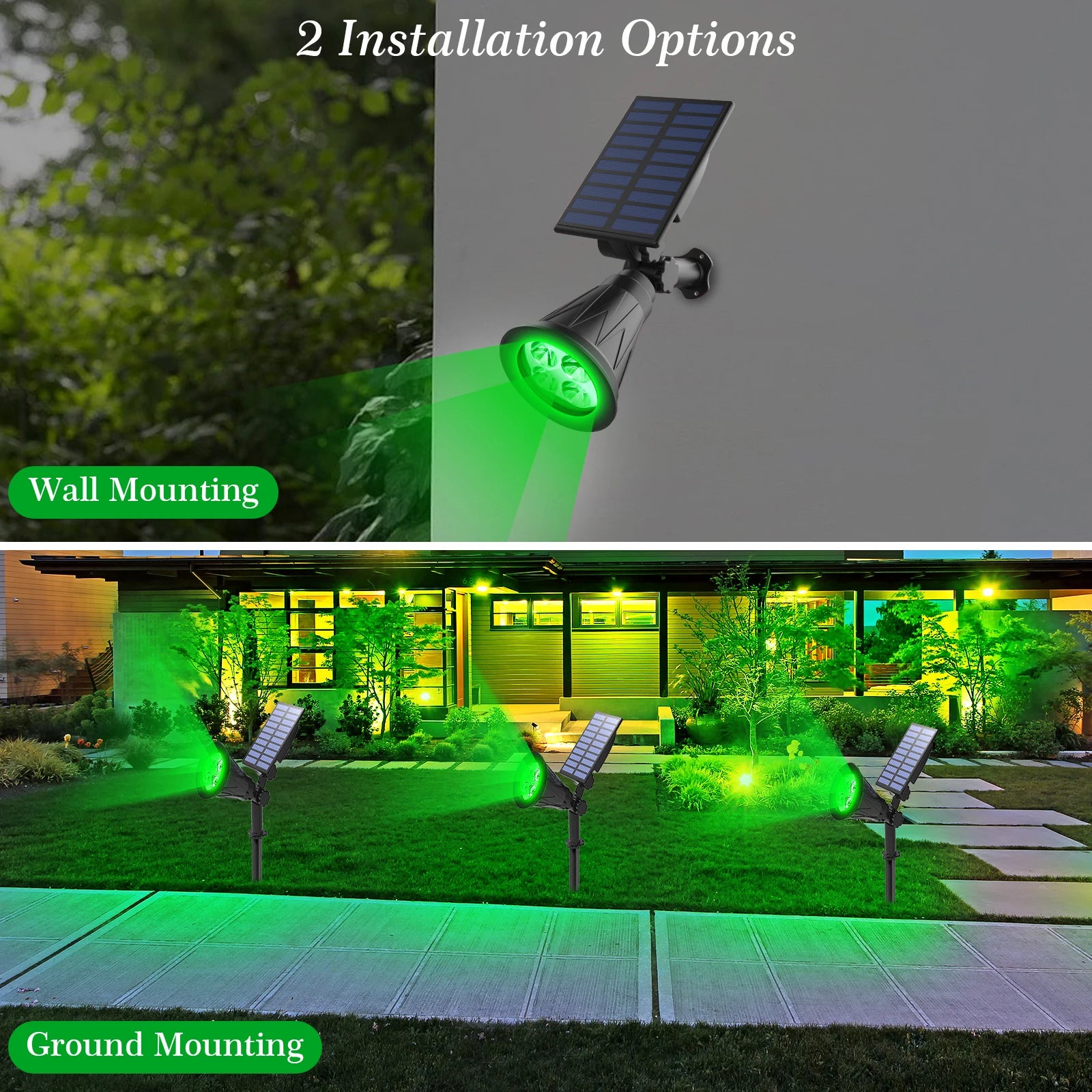 T-SUN 1/2/4 Packs Green Led Solar Lights Solar Spotlight Waterproof Solar Wall Light  Solar Garden Light Solar Lamp Outdoot