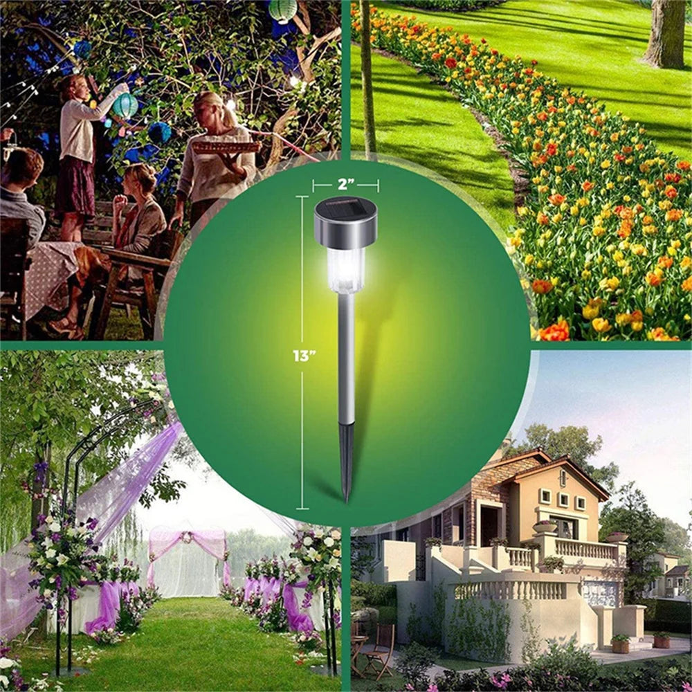 Lawn Floor Lamp Outdoor Solar Stainless Steel Garden Decorative Lamp Light Efficiency White Light Three-colour IP65 Solar Lamps