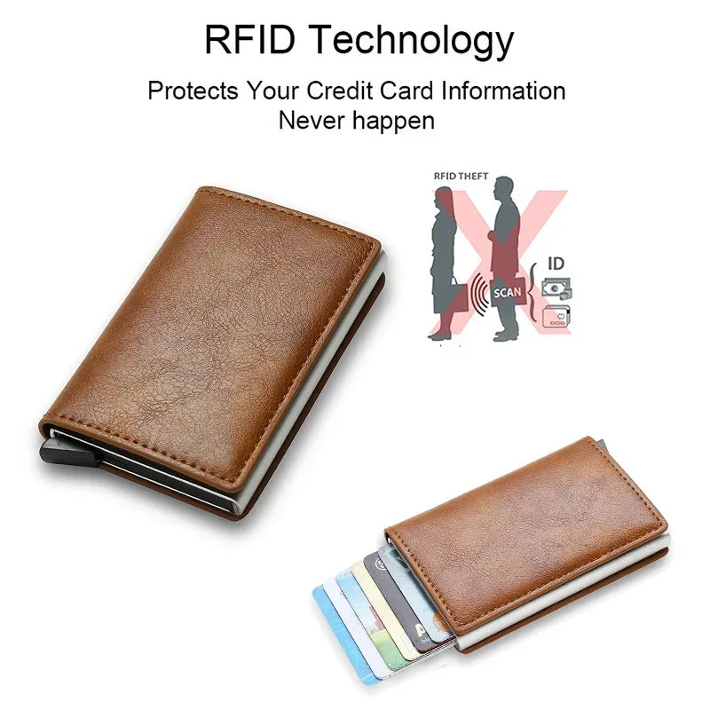 Top Quality Wallets Men Money Bag Mini Purse Male Vintage Brown Leather Rfid Card Holder Wallet Small Smart Wallet Pocket Walet