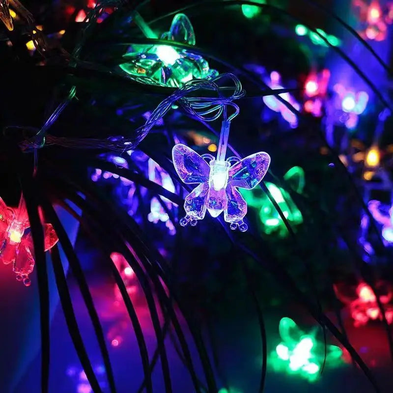 Crystal Butterfly LED Solar Fairy String Lights Christmas Waterproof New Year Solar LED Lights Garland Garden Wedding Decoration