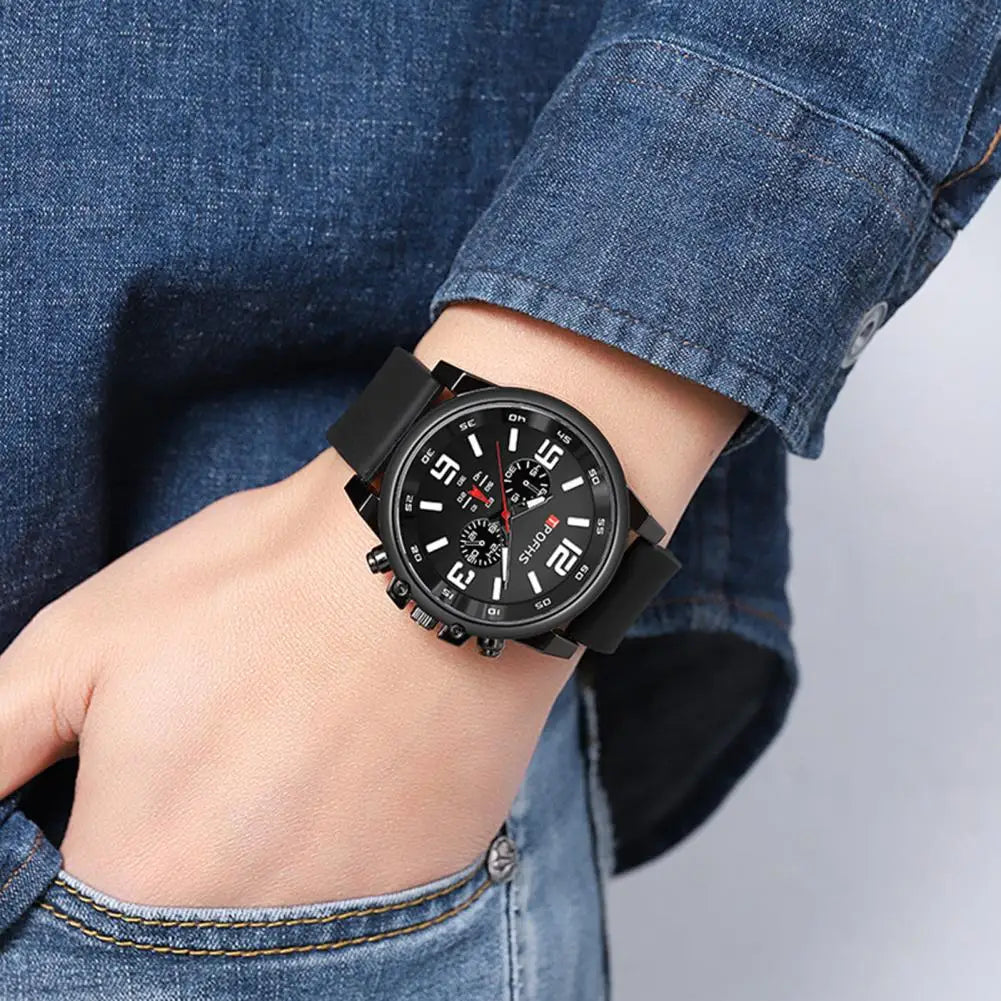 Quartz Watch Stylish Men's Quartz Wrist Watch with Silicone Strap Minimalist Design Casual Fashion Jewelry for Teens Birthday