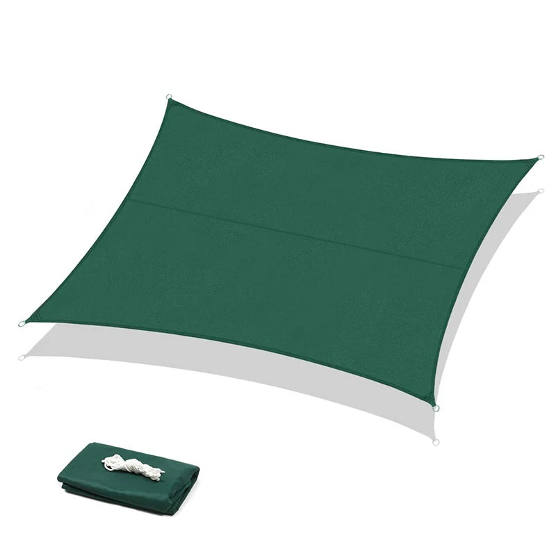 Dark Green Waterproof Sun Shade Sail Square Rectangle Triangle Garden Terrace Canopy Pool Shade Camp Hiking Yard Awning