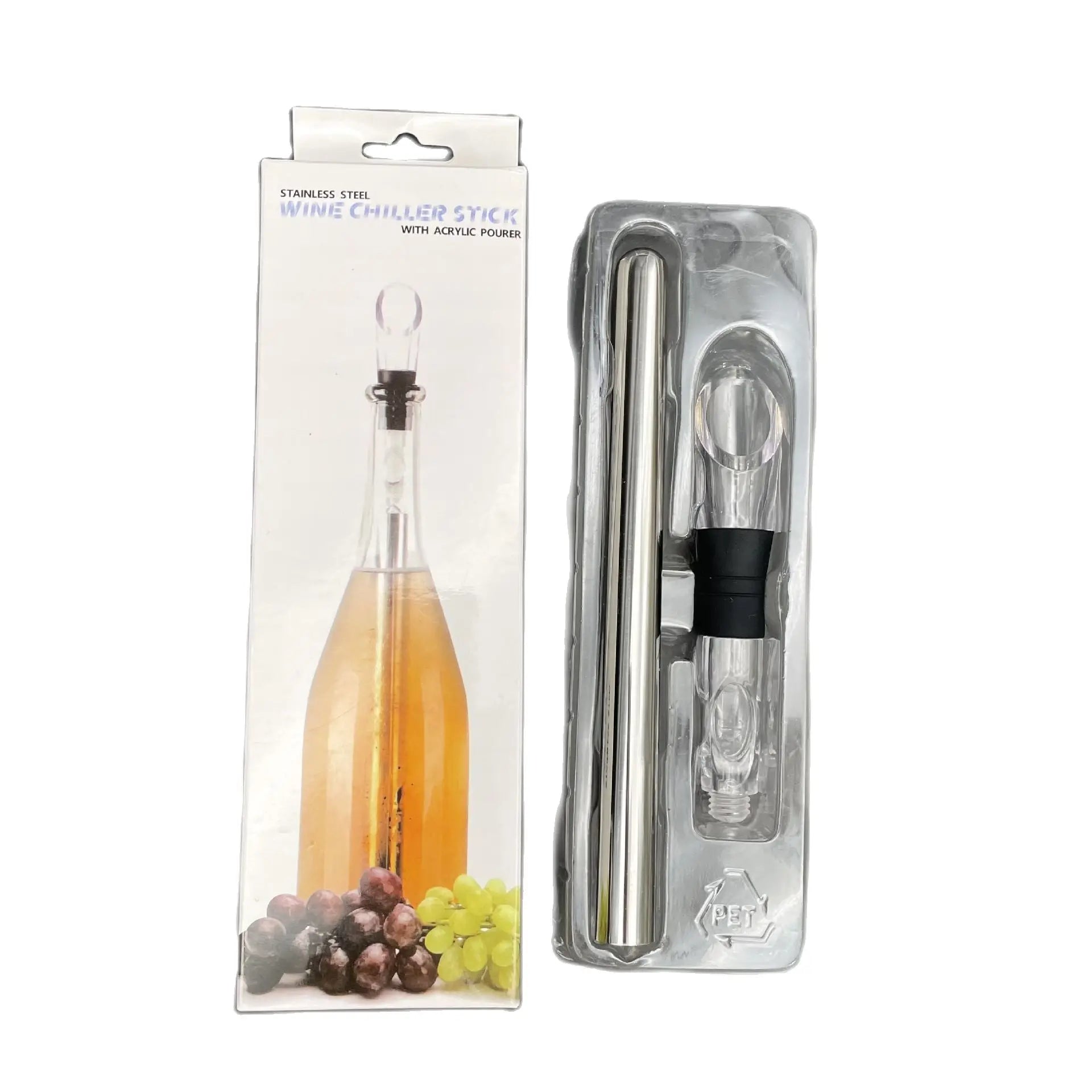 Stainless Steel Wine Pourer with Chill Rod Wine Cooler Wine Cooling Rod