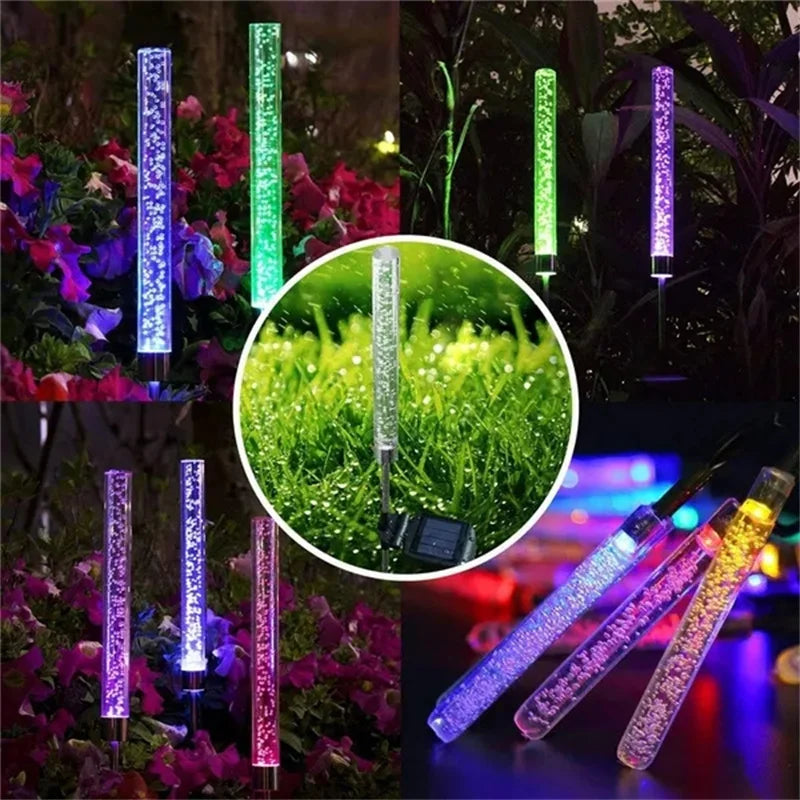 4/2/1PCS Solar Garden Lights Outdoor Solar Tube Lights Solar Acrylic Bubble Light Waterproof RGB Color Changing LED Solar Lights