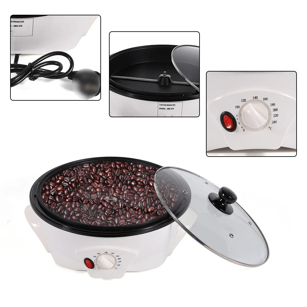 800W Electric Coffee Roaster 1500g Max Capacity Coffee Tea Roasting Machine Temperature Adjustment Home Barista Accessories