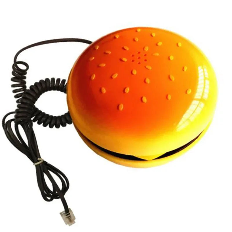 Cool Emulational Hamburger Cheeseburger Burger Design Corded Phone Cord Line Wire Telephone Table Desk Telephone Funny Gadgets