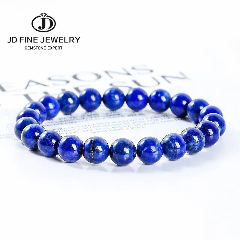 JD Natural Stone Lapis Lazuli Beads Bracelets Women Men Original Energy Meditation Healing Blue Stone Yoga Wristband Jewelry