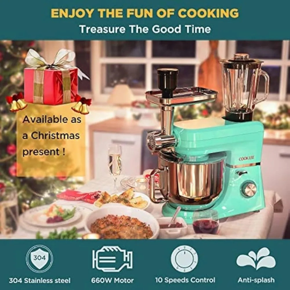 6-IN-1 Stand Mixer, 8.5 Qt. Multifunctional Electric Kitchen Mixer with 9 Accessories for Most Home Cooks, SM-1507BM