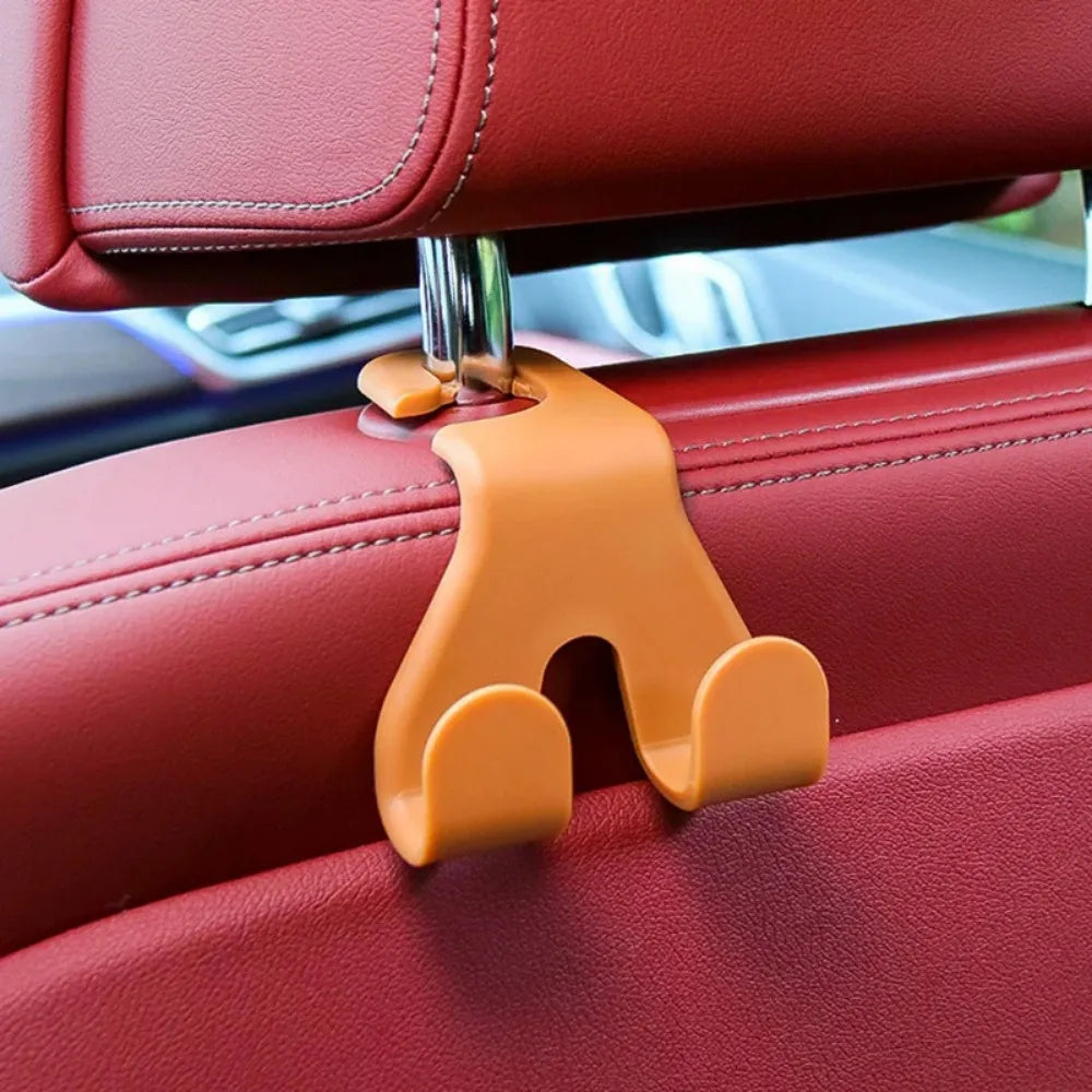 1pcs Car Rear Seat Double Head Storage Hook Auto Seat Headrest Hanger Handbag Phone Holder Organizer Hook Clip Decor Car Gadget