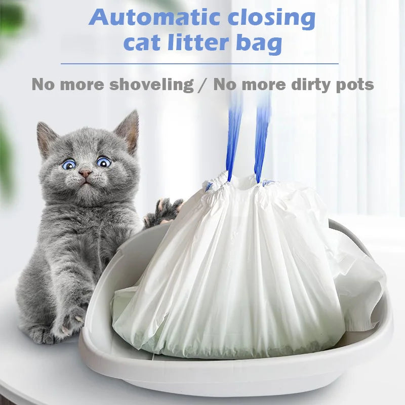 HiCoDo Universal Cat Litter Bag Disposable Cat Litter Liners Thickened Automatic Closing Special Garbage Pet Box