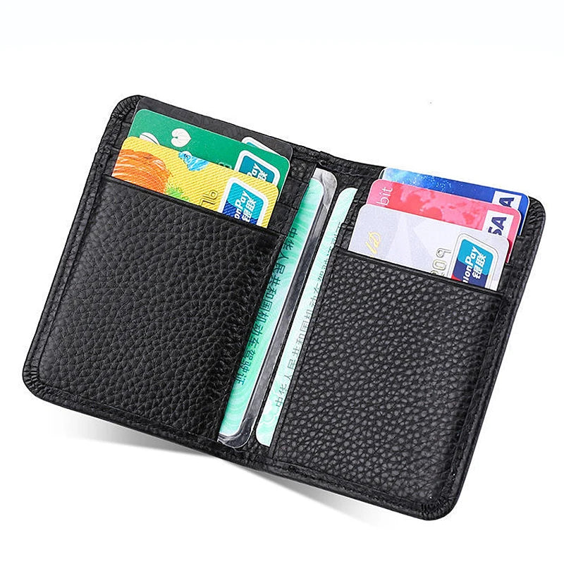 Ultra-thin Leather Card Bag Men Business Card Holder Mini Wallet Small Pocket Purse Bank Credit Card Storage Holder Case