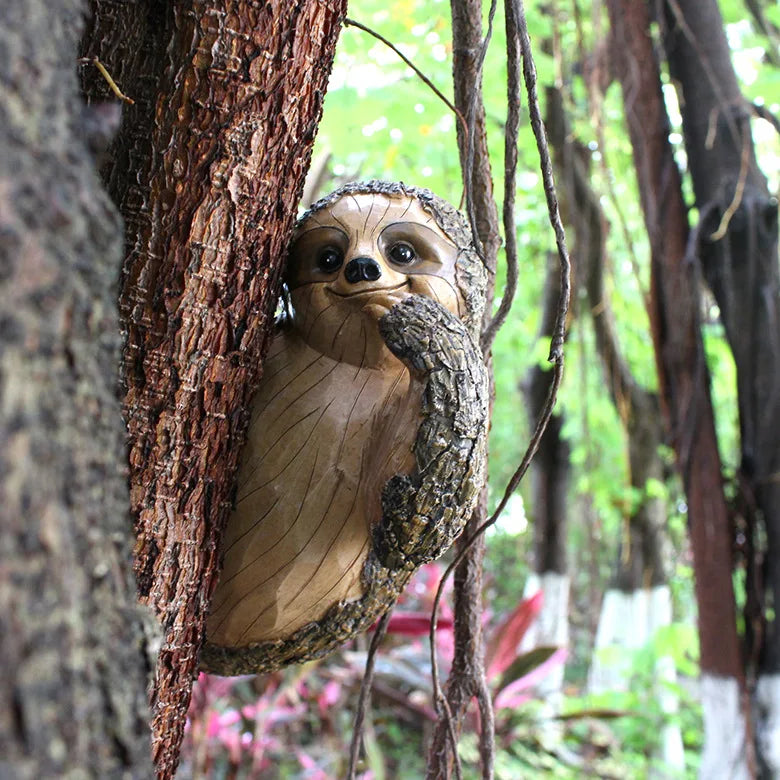 Realistic Tree Sloth Garden Statue Garden Ornaments Sloth Climbing Resin Tree Hugger And Peeker Animal For Yard Lawn Home Decor