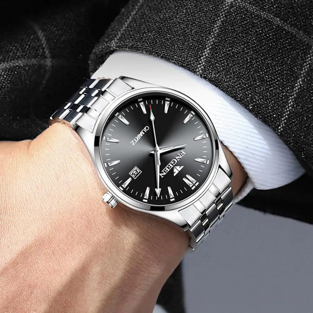 Men Business Watch with Calendar Quartz Movement Waterproof 3 Hand Minimalist Fashion Jewelry Male Adults Dress Quartz Watch