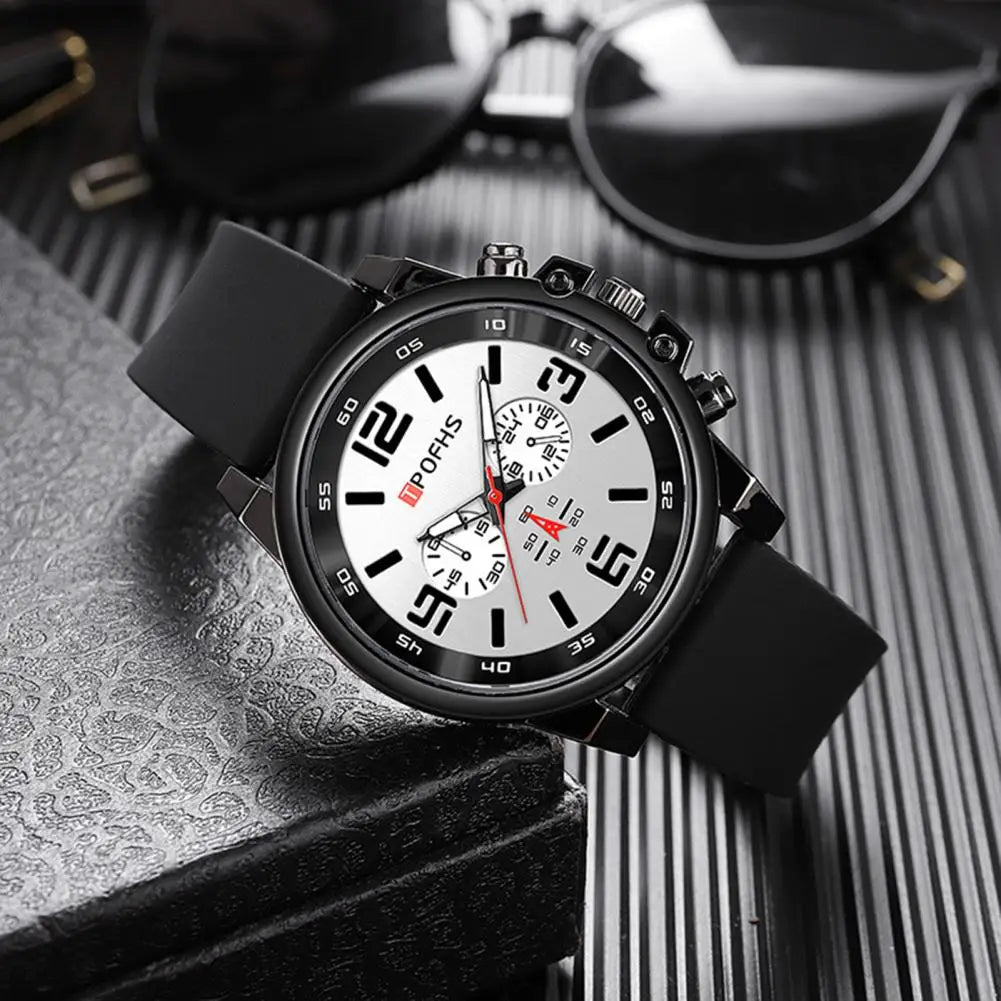 Quartz Watch Stylish Men's Quartz Wrist Watch with Silicone Strap Minimalist Design Casual Fashion Jewelry for Teens Birthday