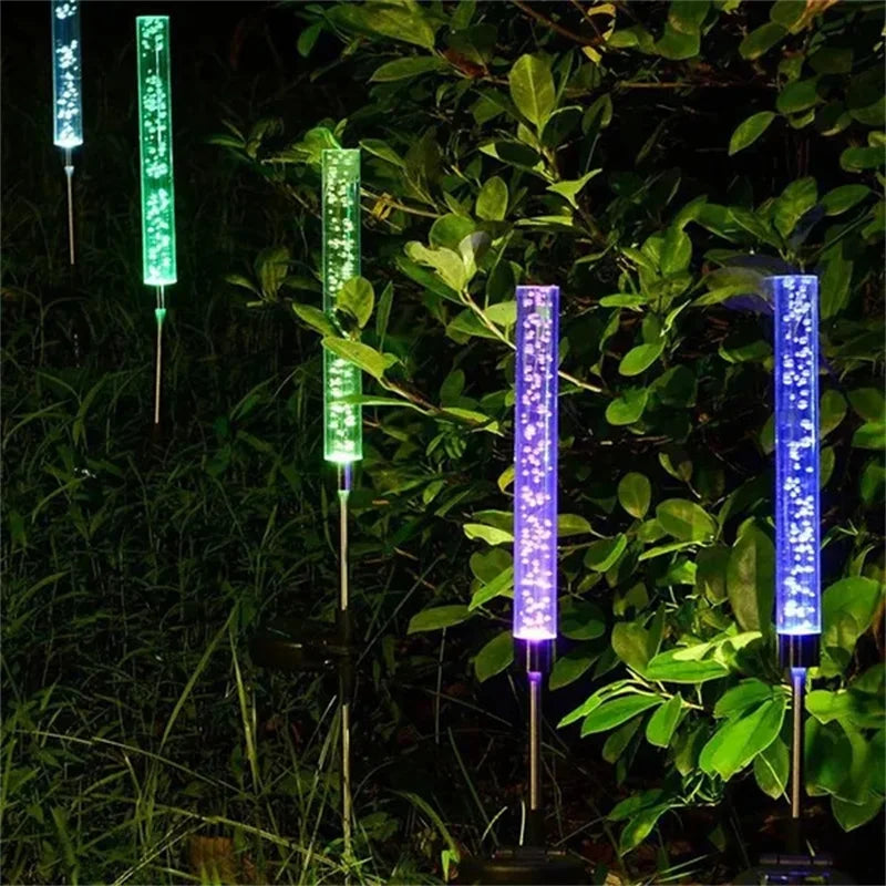 4/2/1PCS Solar Garden Lights Outdoor Solar Tube Lights Solar Acrylic Bubble Light Waterproof RGB Color Changing LED Solar Lights