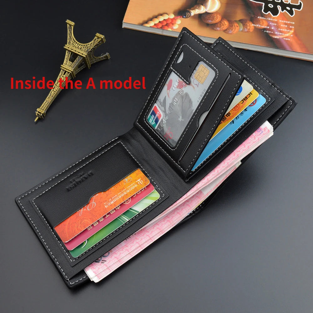 New Men's Wallet Money Bag PU Leather Business Short Wallet Vintage Soft Purse Multi-card Holder Portefeuille Homme Billetera