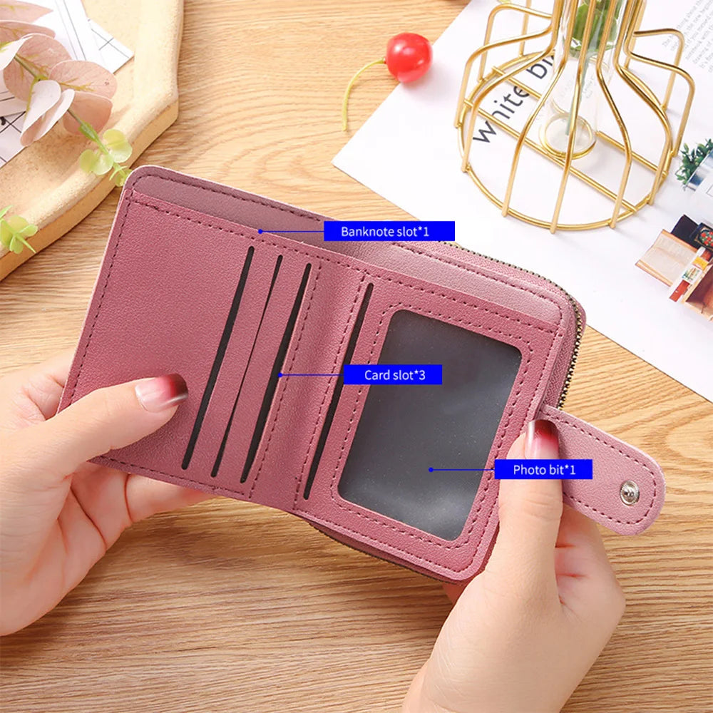 Short Wallet For Women 2023 Fashion Simple New Large Capacity Versatile Heart Color Clutch Zipper Buckle Coin Purse Female Bag